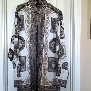 Man versace 2xl brown and ivory dress shirt